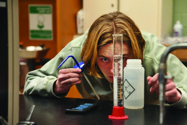 Student in science lab